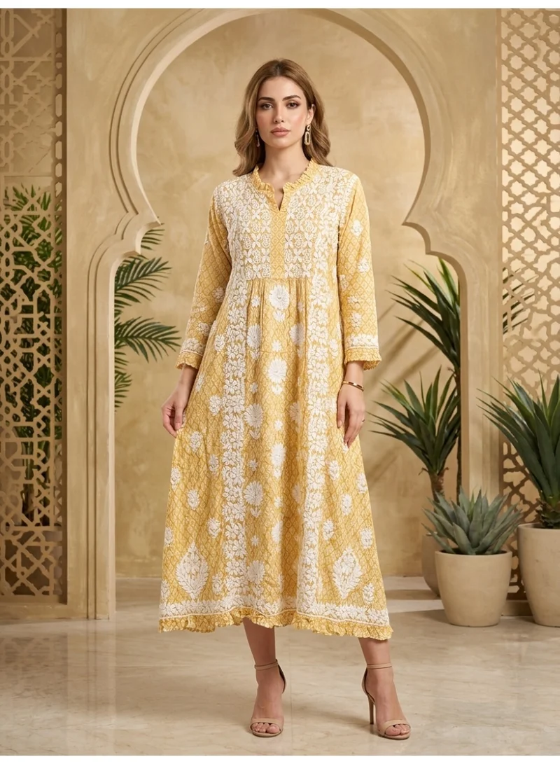 Alaya Hand Embroidered Chikankari Mulmul Kurta-AL3883