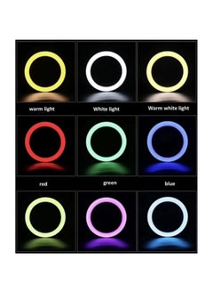 SHOPI Ring LED lamp color (multicolor) RGB MJ45 with a holder for a smartphone and a tripod  - Image 3
