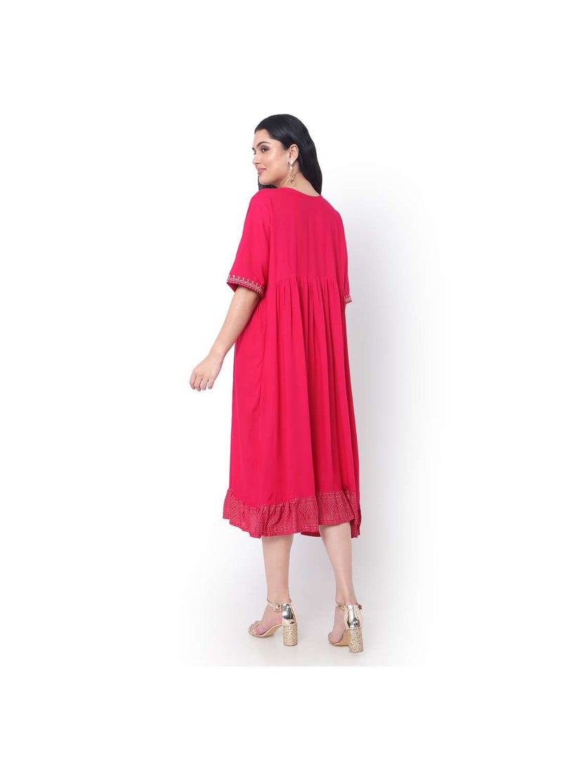HANA & SARA - HIGH QUALITY SHORT VISCOSE FRONT EMBROIDERED WITH SHORT SLEEVES ARABIC KAFTAN JALABIYA DRESS - Image 1