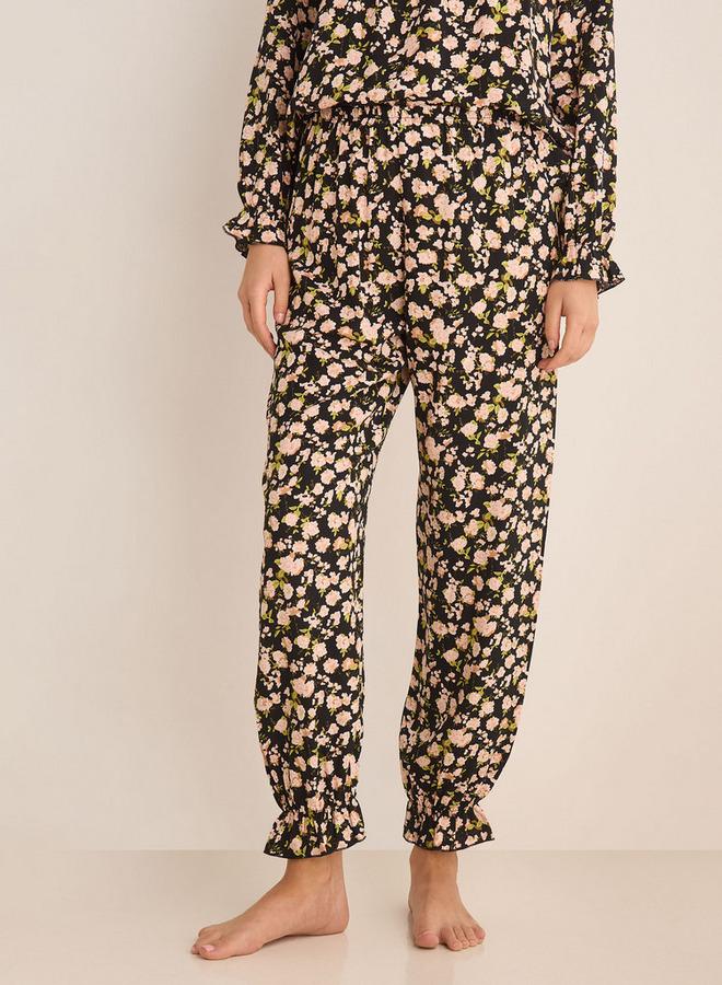 سبلاش فيڤ طقم بيجامة بلوزة بأكمام طويلة وطبعة زهور - Image 3