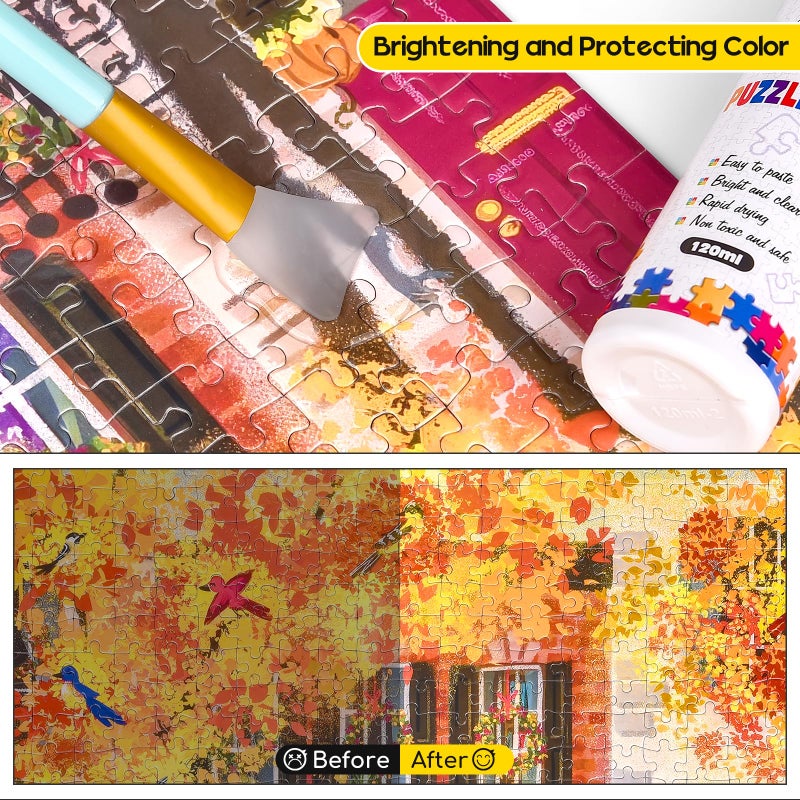 YAKAMOZ Jigsaw Puzzle Glue with Sponge Head for Adults Clear Water-Soluble Craft Puzzle Glue Quick Dry for 1000/1500/3000 Pieces of Puzzle,120ML - Image 5