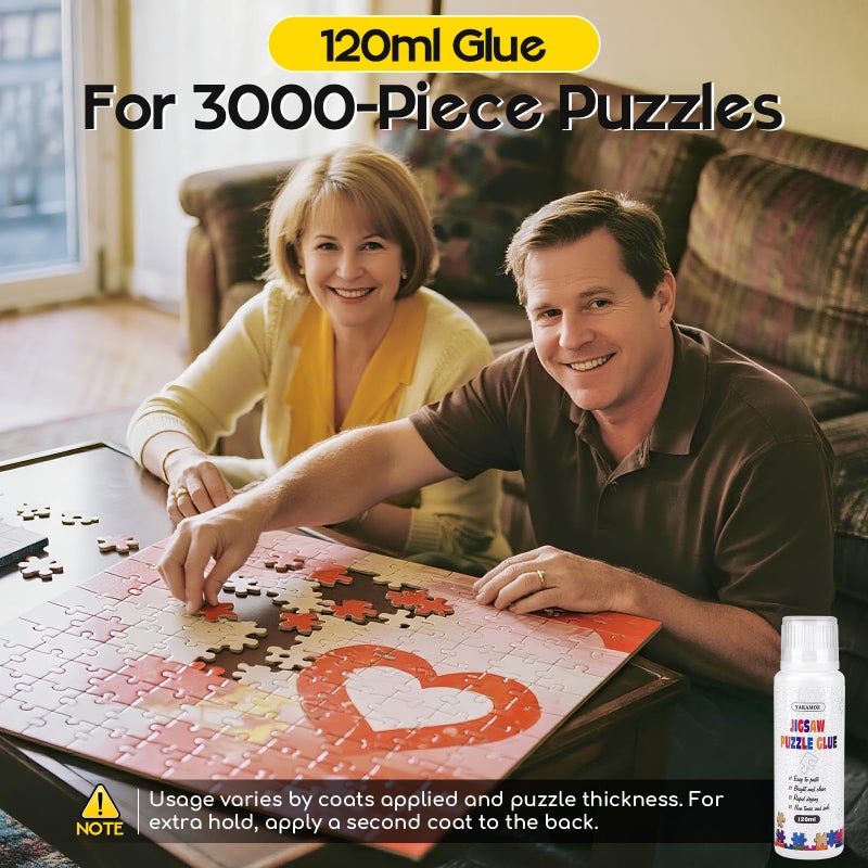 YAKAMOZ Jigsaw Puzzle Glue with Sponge Head for Adults Clear Water-Soluble Craft Puzzle Glue Quick Dry for 1000/1500/3000 Pieces of Puzzle,120ML - Image 2