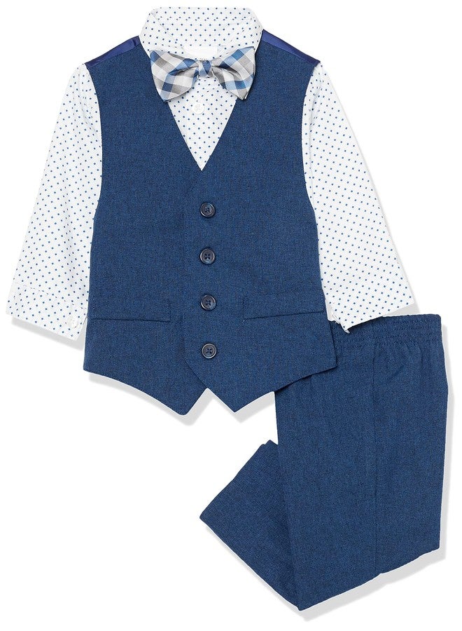 Van Heusen baby boys 4-piece Formal Dress Up Vest Set, Vest, Pants, Collared Dress Shirt, Tie and Toddler Suit, Blue Jean, 24 Months US - Image 1