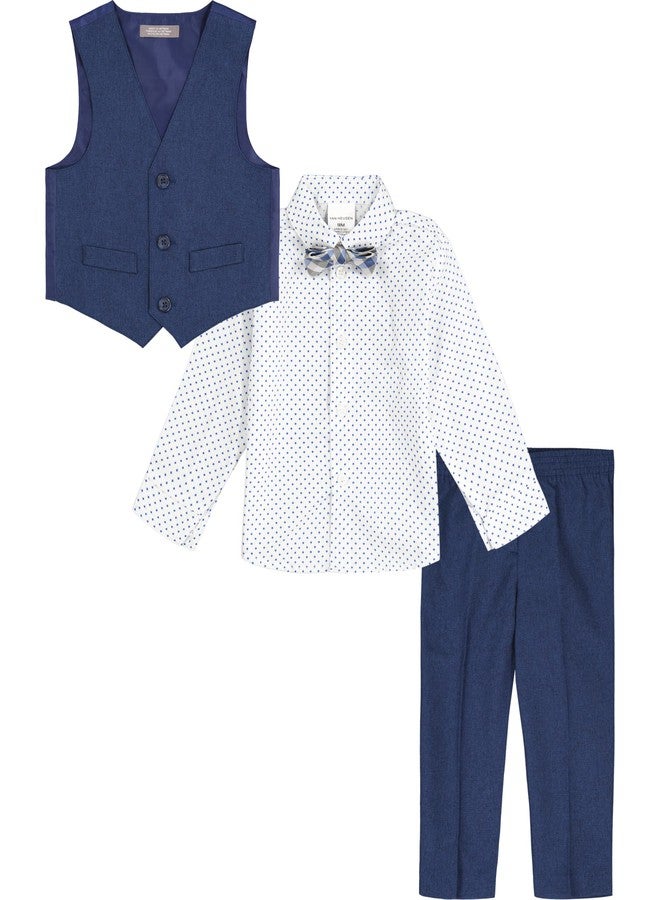 Van Heusen baby boys 4-piece Formal Dress Up Vest Set, Vest, Pants, Collared Dress Shirt, Tie and Toddler Suit, Blue Jean, 24 Months US - Image 2