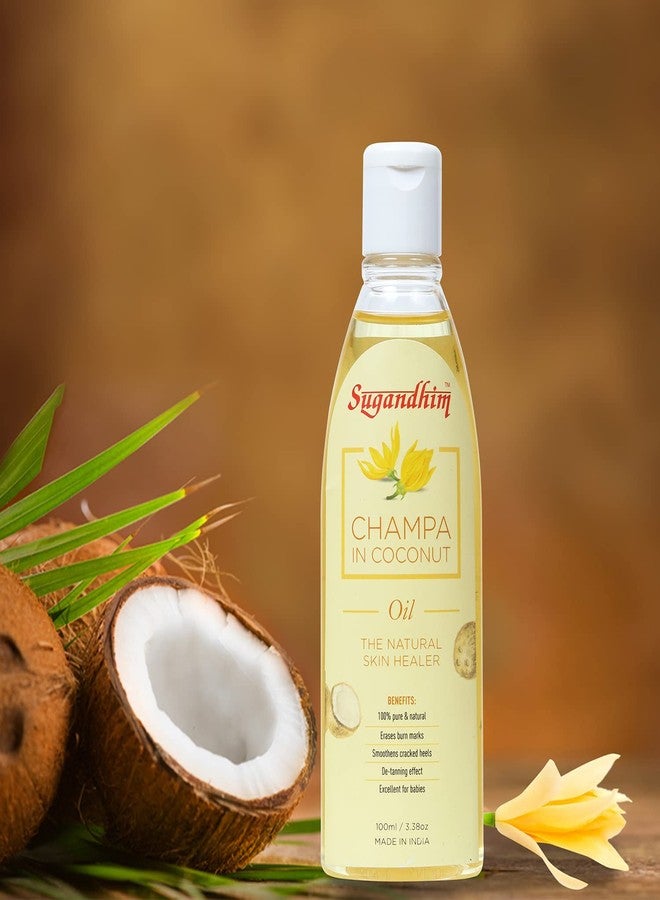 Sugandhim Cold Pressed Virgin Coconut Oil 100ml with Champa Flower, Body Massage Oil for Face & Skin Moisturization, Undiluted Pure Natural Nariyal Hair Oil Chemical Free - Ideal for New Born Babies - Image 3