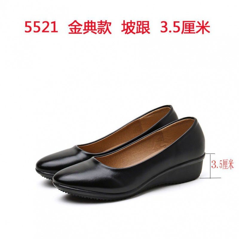 Work Shoes Womens Black Flat Bottom Long Stand Not Tired Feet Professional Shoes Soft Leather Small Leather Shoes Work Shoes plus size Comfortable Single-layer Shoes Black 5521 Black 5521 Golden Classic