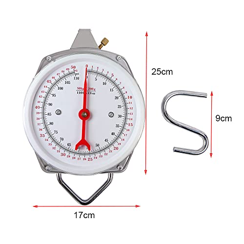 NFZUNW Spring Hanging Dial Scale,110lbs Industrial Hanging Scale,Spring Mechanical Hanging Scale for Kitchen Fishing,Mechanical Luggage Scale - Image 2