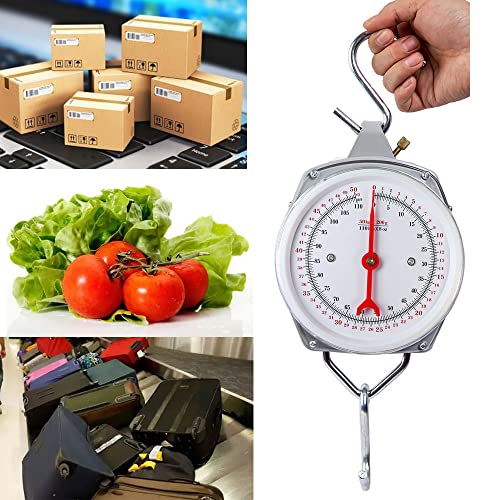 NFZUNW Spring Hanging Dial Scale,110lbs Industrial Hanging Scale,Spring Mechanical Hanging Scale for Kitchen Fishing,Mechanical Luggage Scale - Image 3