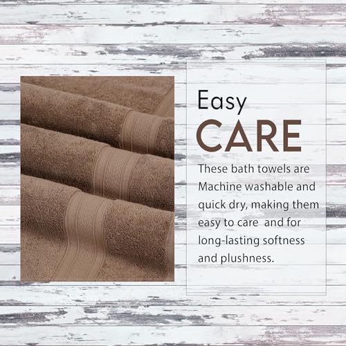 Ambra Linens 500 GSM Highly Absorbent Towels Set, 100% Cotton, Soft and Plush, All Seasons Use, Large, Everyday Use, Durable (4 Pcs Hand Towel Set, Brown) - Image 4