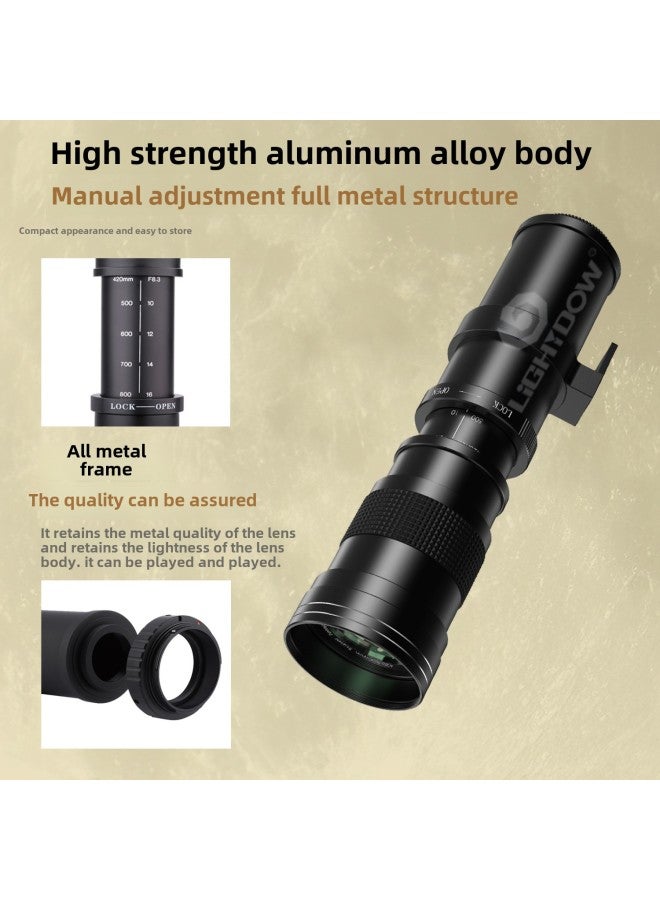 Generic 420-800mm F8.3 Manual Lens Tele Zoom Tele SLR Moon Exploration Bird Photography Scenery Made In China-Body Color:White-l Bayonet  - Image 2