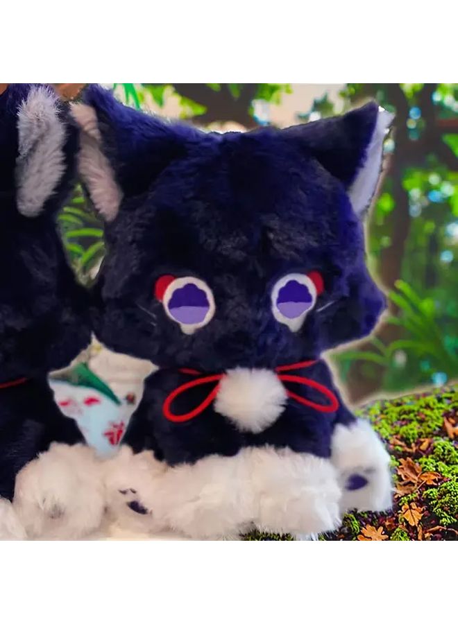 Scattered Cat Plush Doll Black White Kawaii Toy With Red Bow Holiday Birthday Gift - Image 5