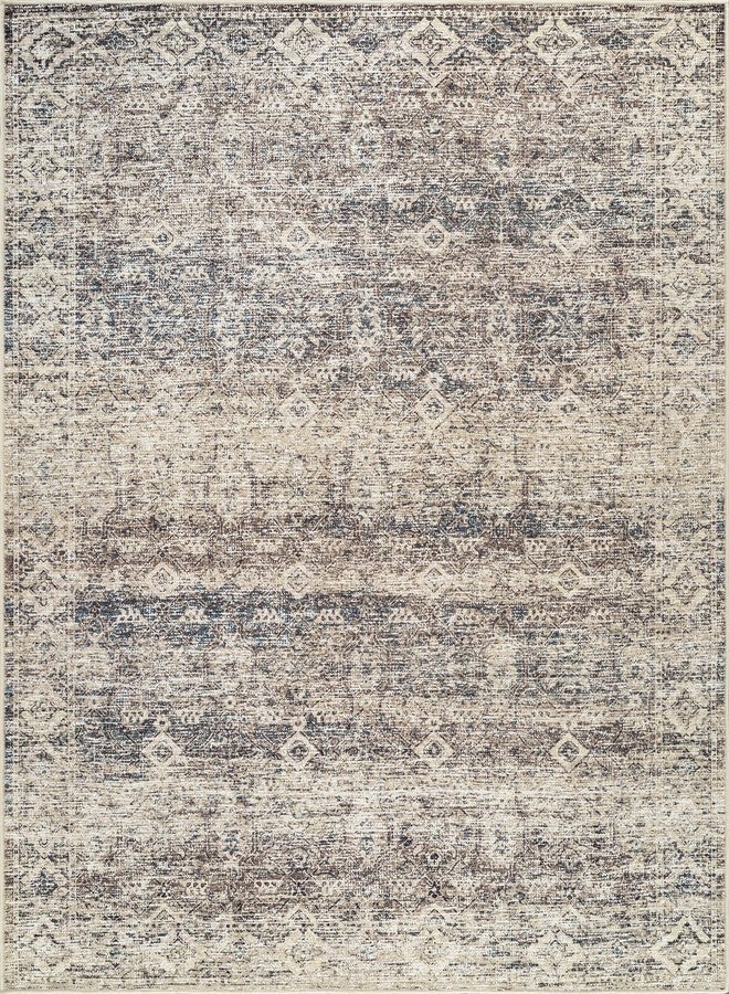 Bloom Rugs Caria Washable Non-Slip 5x7 Rug - Beige Brown/Teal Traditional Area Rug for Living Room, Bedroom, Dining Room, and Kitchen - Exact Size: 5' x 7' - Image 3