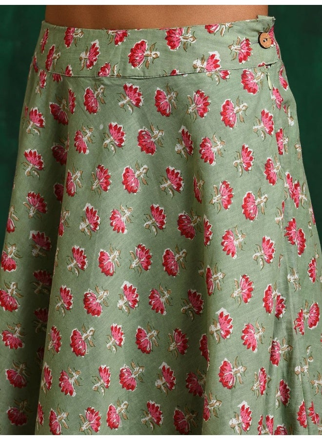 AKS Green & Pink Embroidered Lehenga Choli  - Image 3