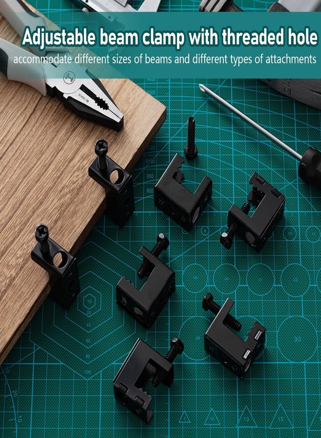 Tandefio 100 Pcs 1/4"-20 Spring Steel Beam Clamps Metal Beam Hangers Bolt on Clamp for Installation on Beams 1/4" and 3/8" Threaded Rod, S Hooks and Bridle Rings for Pipe Cable Woodworking Tool - Image 5