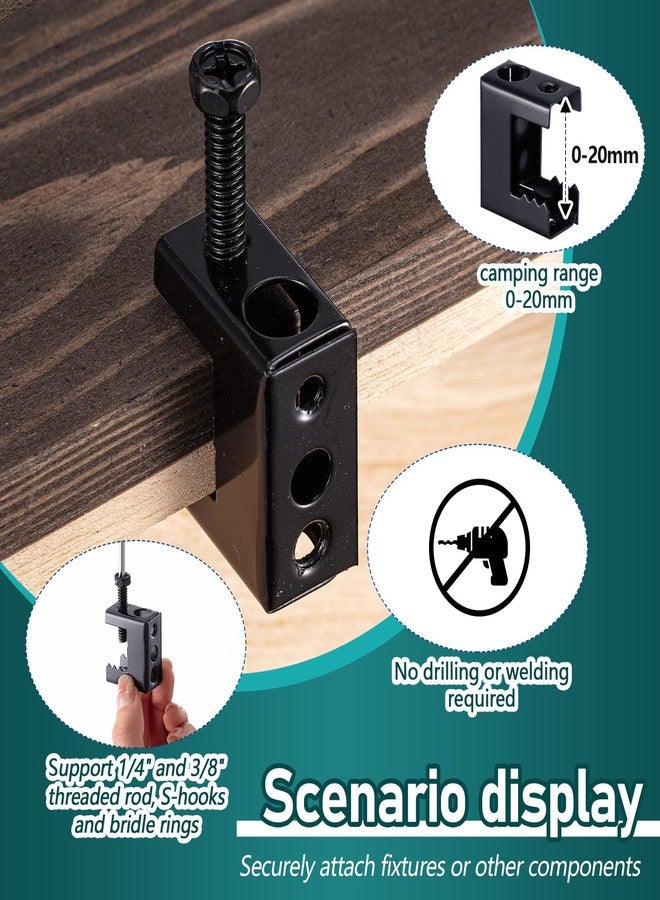 Tandefio 100 Pcs 1/4"-20 Spring Steel Beam Clamps Metal Beam Hangers Bolt on Clamp for Installation on Beams 1/4" and 3/8" Threaded Rod, S Hooks and Bridle Rings for Pipe Cable Woodworking Tool - Image 4