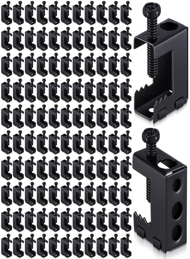 Tandefio 100 Pcs 1/4"-20 Spring Steel Beam Clamps Metal Beam Hangers Bolt on Clamp for Installation on Beams 1/4" and 3/8" Threaded Rod, S Hooks and Bridle Rings for Pipe Cable Woodworking Tool - Image 1