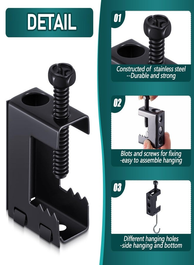 Tandefio 100 Pcs 1/4"-20 Spring Steel Beam Clamps Metal Beam Hangers Bolt on Clamp for Installation on Beams 1/4" and 3/8" Threaded Rod, S Hooks and Bridle Rings for Pipe Cable Woodworking Tool - Image 3