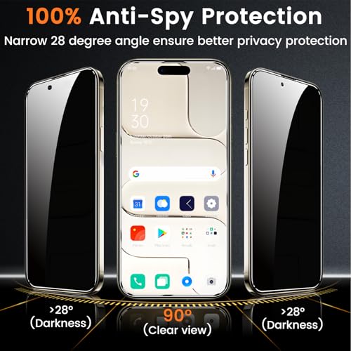 Lesakit 4 Pack Privacy Screen Protector for iPhone 17 Air 6.5-Inch with 4 Pack Camera Lens Protector, Anti Spy Tempered Glass Film 9H Hardness Bubble Free Case Friendly - Image 3