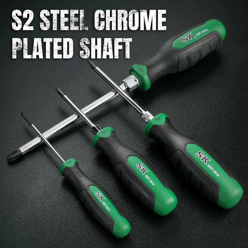 اس كي كي طقم مفكات فيليبس من SK مكون من 5 قطع، طقم مفكات مغناطيسية، مقبض SureGrip من فولاذ S2 - Image 2