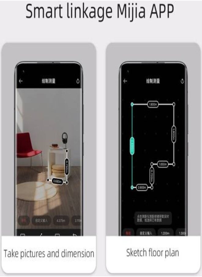 Xiaomi - Xiaomi Mijia Smart Laser Rangefinder, 3mm High Precision, Smart Measurement Tool, Real Time Measuring Device, 0.7W Operating Power, Black | MJJGCJYD001QW - Image 1