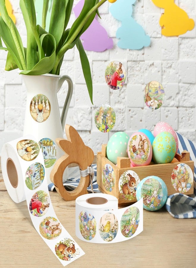 BkeeCten 1000 Pcs Vintage Victorian-Style Easter Bunny Sticker Rolls, 12 Designs Retro Cute Buuny Peeps Self-Adhesive Sticker Decals Novelty Victorian Buuny Sticker for Easter Party Favor Supplies - Image 4