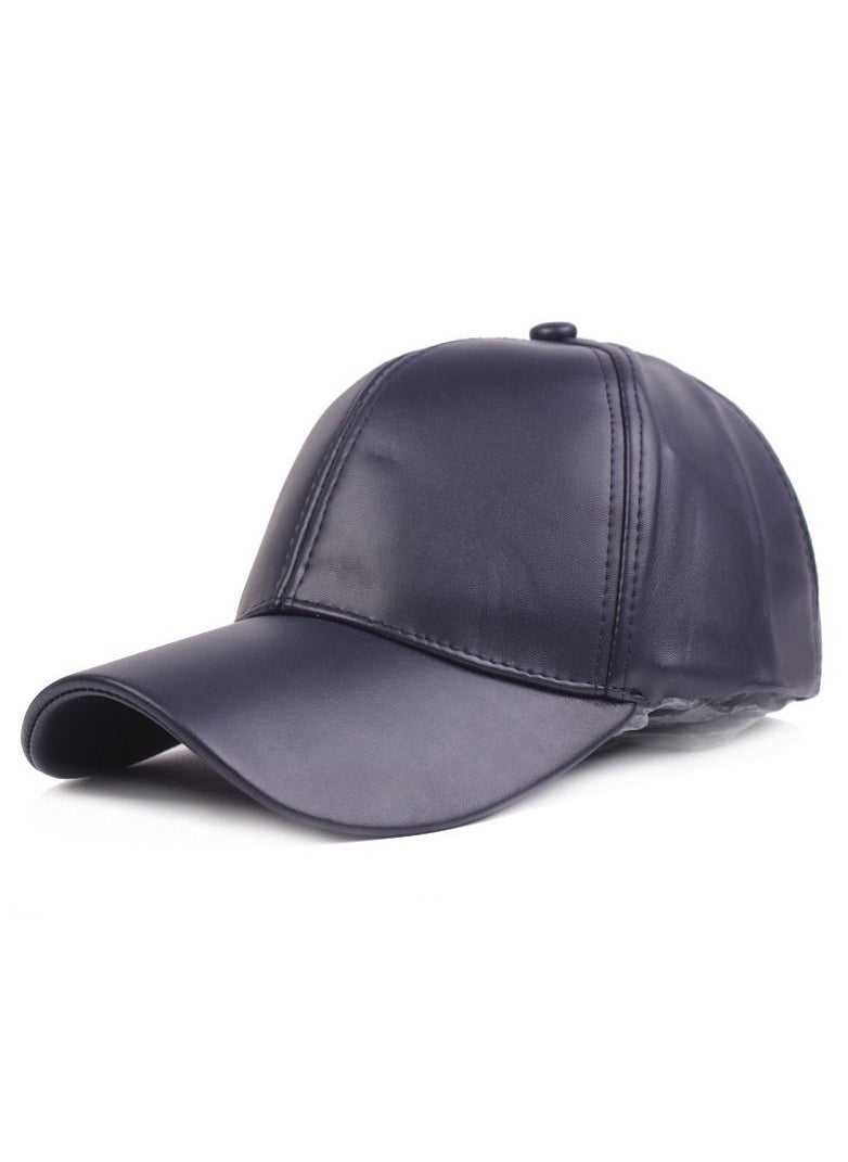 Generic Men/Women Monochrome Leather Duck Tongue Hat Dark Blue 