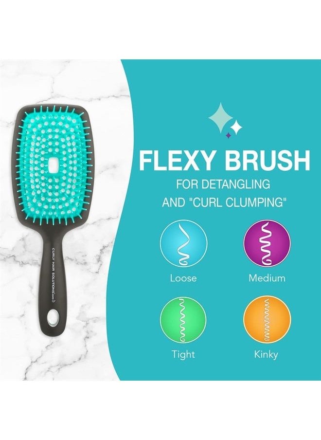 The Original FLEXY BRUSH (Turquoise) For Detangling and Curl Clumping