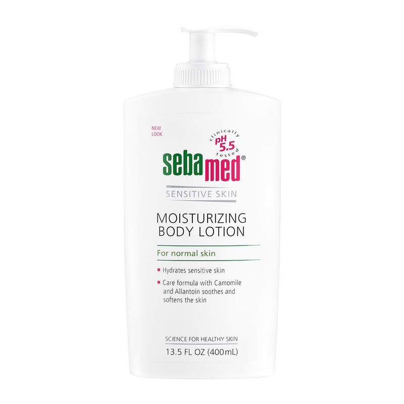 SEBAMED ParabenFree Moisturizing Body Lotion With Pump for Sensitive and Delicate Skin pH 55 Ultra Mild Dermatologist Recommended Moisturizer 135 Fluid Ounces 400 Milliliters