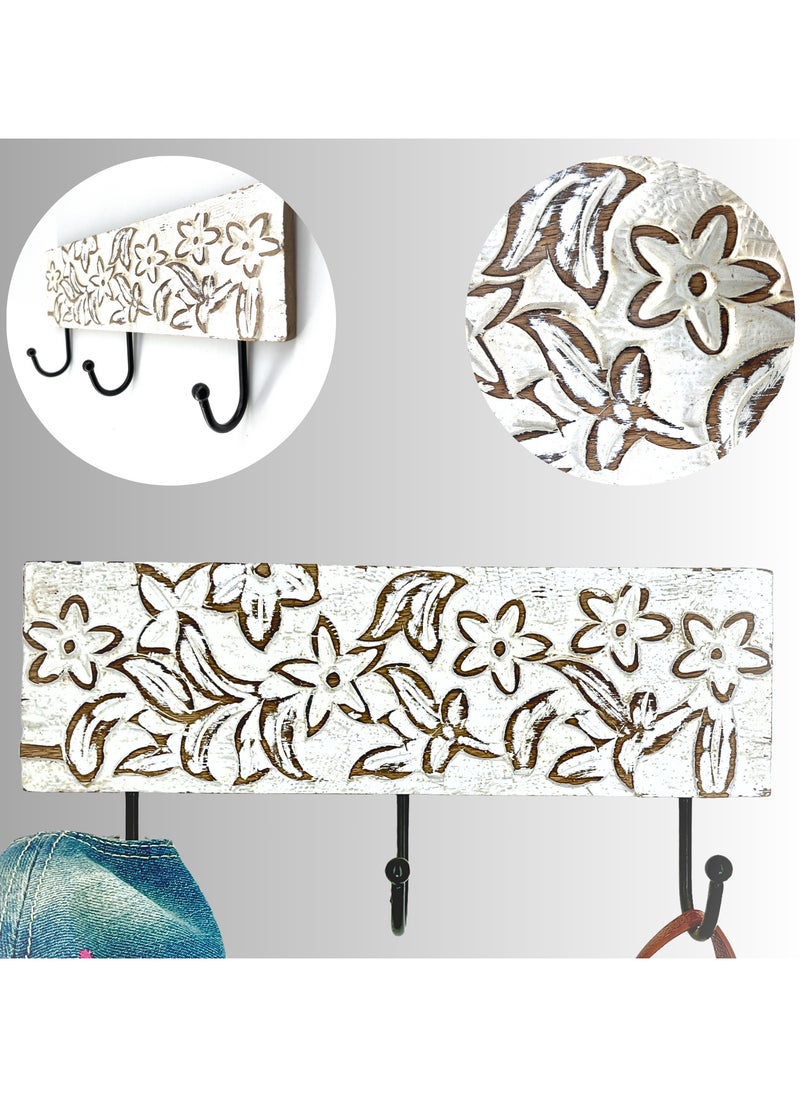 Souq DESIGNS - Clothes Hanger Rustic Wooden Design For Organizing Daily Accessories - Perfect Door Hook For Entryway And Hallway With Stylish Storage Solutions - Image 1