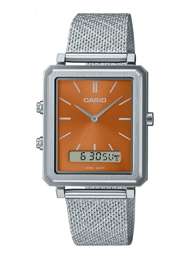 Casio Men Watch Analog Digital Brown Dial Stainless Steel Mesh Band MTP-B205M-5EDF - Image 1