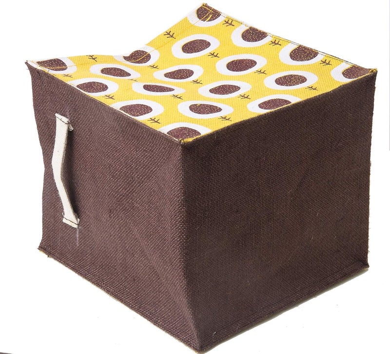 HB Storage Basket Wardrobe Storage Home Storage Clothes Storage Bag Space Saver Bag Open Storage Bins Under Bed Storage Storage Drawer Jute Basket Yellow Sunflower - Image 5