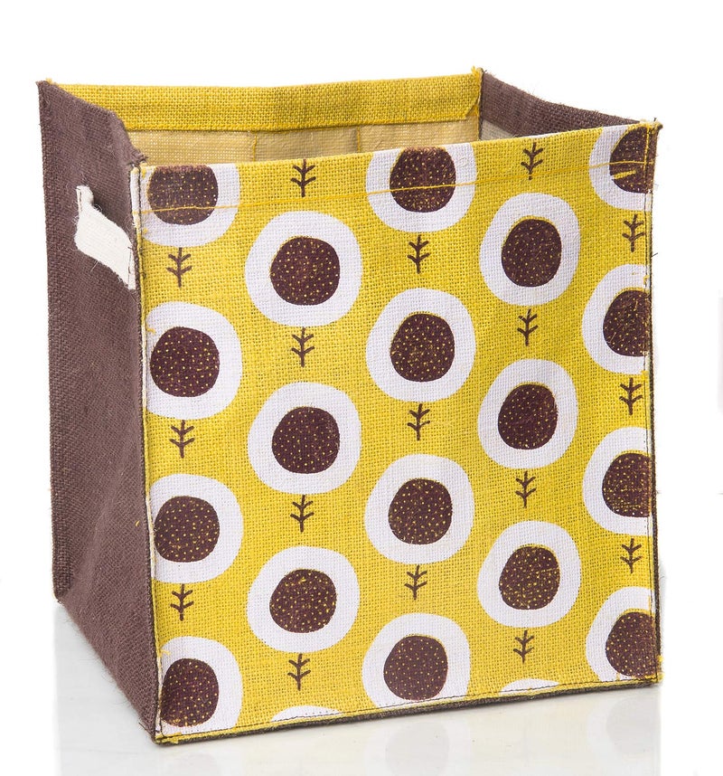 HB Storage Basket Wardrobe Storage Home Storage Clothes Storage Bag Space Saver Bag Open Storage Bins Under Bed Storage Storage Drawer Jute Basket Yellow Sunflower - Image 1