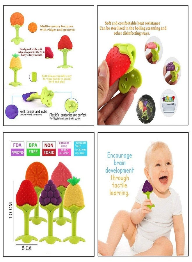 First Trend Baby Teething Toys for Newborn Infant, BPA Free Safe Silicone Fruit Baby Teethers for Babies 0-6 Months 6-12 Months (Pack of 2) (Apple,Strawberry) - Image 3
