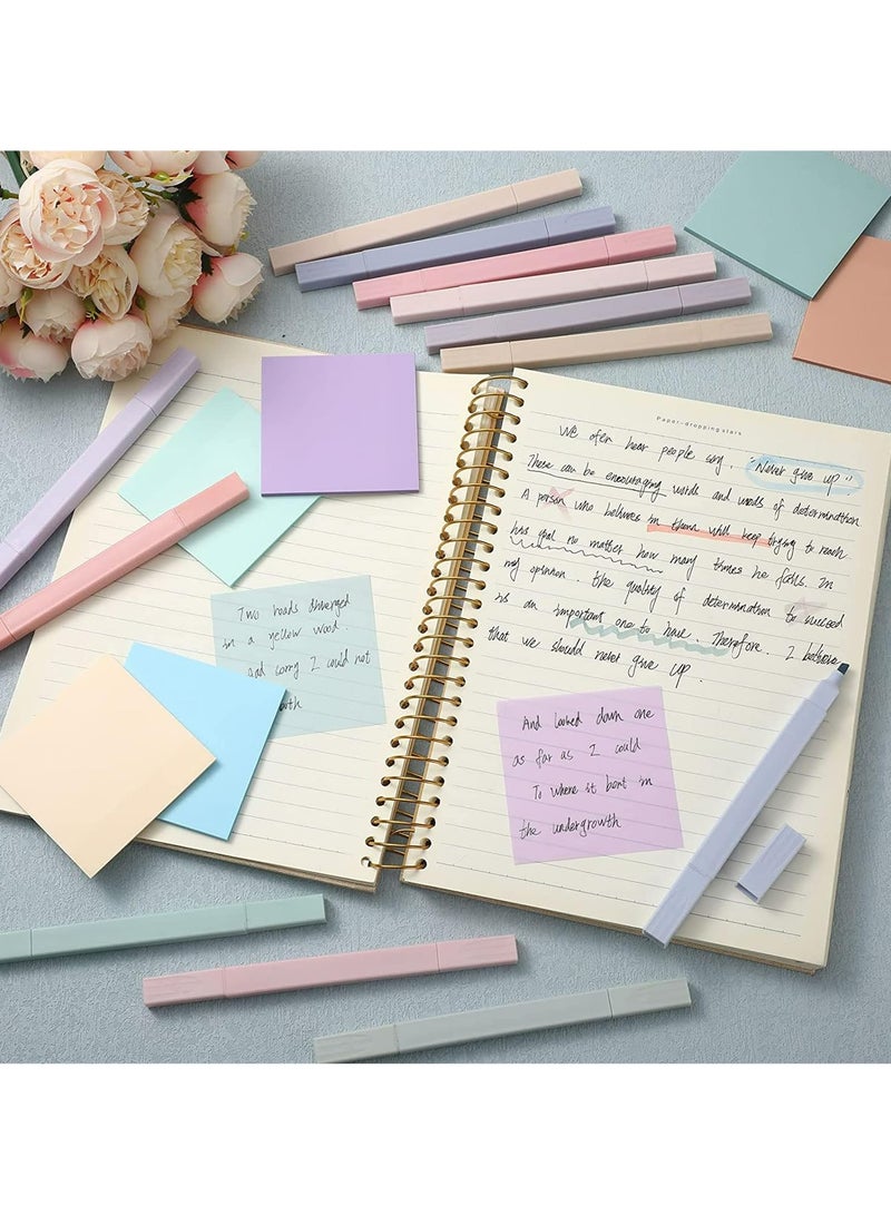 CMGTYYD Transparent Sticky Notes with Aesthetic Pens Set, 12pcs Aesthetic Highlighters 300 Sheets Clear Sticky Tabs Waterproof Color Sticky Tabs Transparent Sticky Notes for Office School Home - Image 3