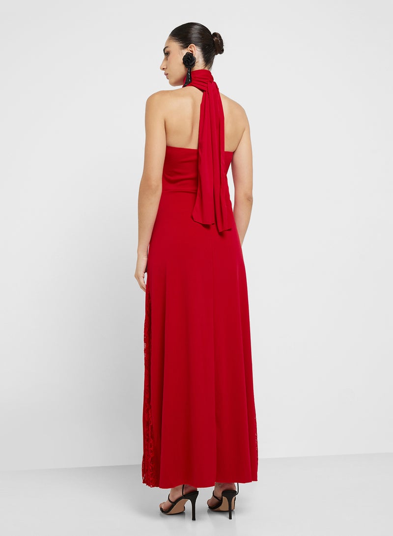 جينجر فستان بياقة باندو بتصميم  لاين مع وشاح - Image 2