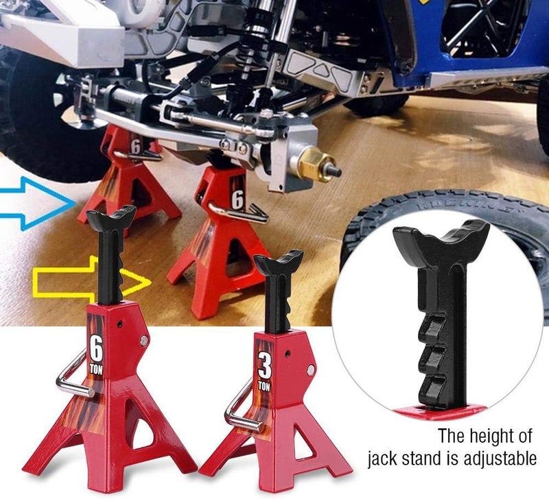klarako Simulation RC Jack Stand, Metal 6 Ton 3 Ton Simulation Jack Stands for D90 Axial Wraith SCX10 1/10 RC Crawler car - Image 4