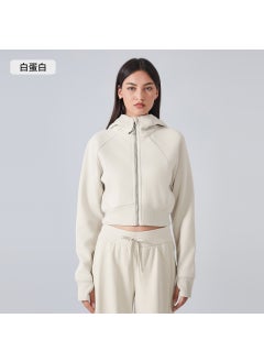 Generic Womens Fleece-lined Zip Hoodie Sportswear Autumn Winter White protein 