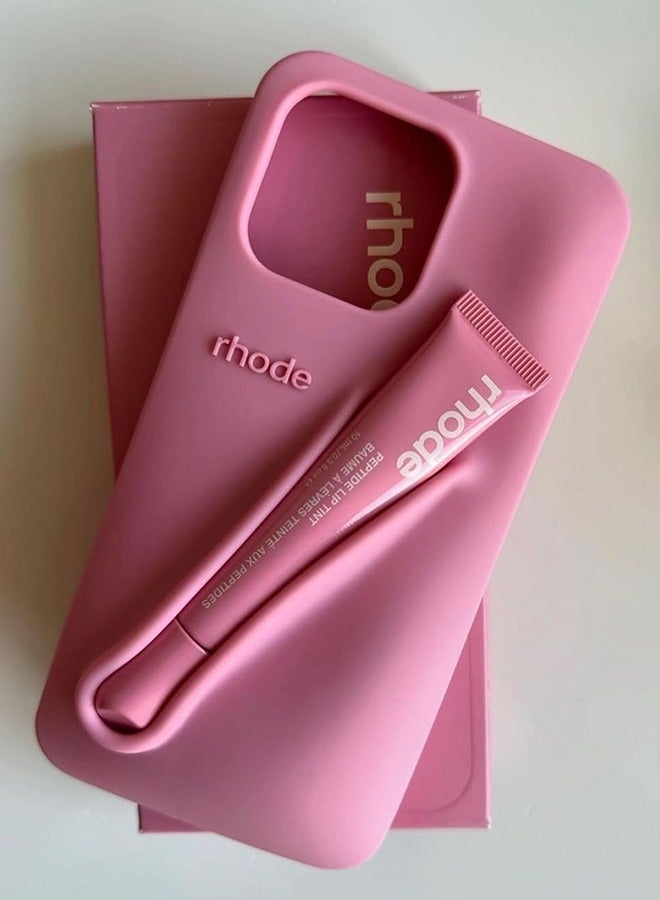 rhode Peptide Ribbon Lip Tint with Matching Summer Mobile Case for iPhone 15-16-17 Pro and Pro Max, Secure-Fit Silicone Case with Lip Gloss Holder, Stylish Packaging and Convenient Design for Easy Touch-Ups On the Go - Image 2