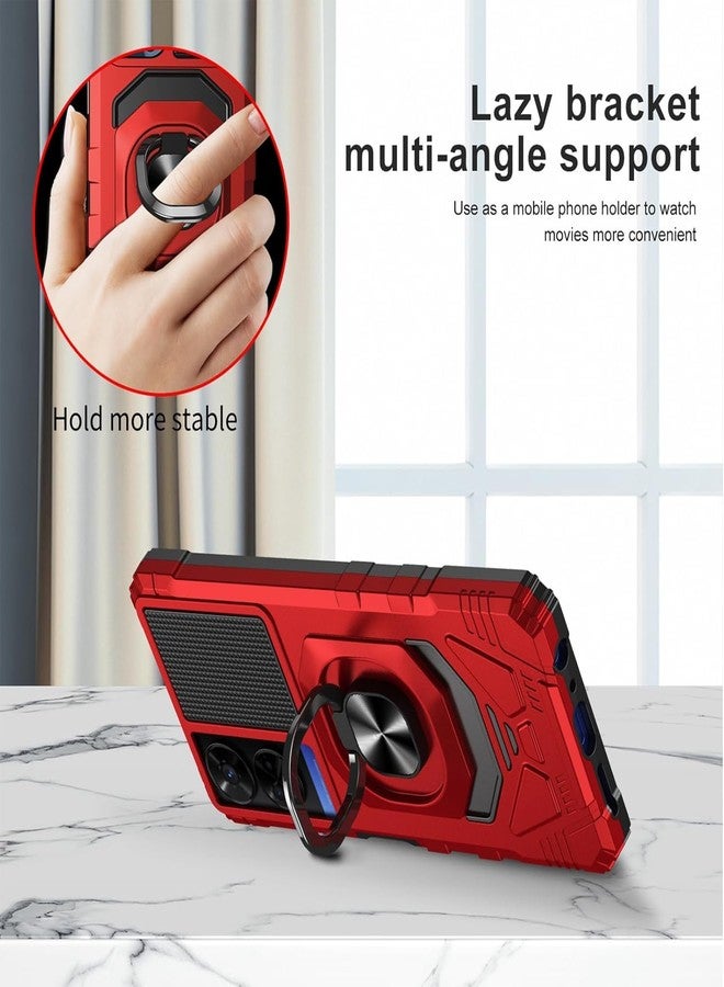 TJ's TJS Compatible for TCL 50 XE 5G (T614SP) Case, TCL 50 XE NXTPAPER 5G (T614WS) Case, with Tempered Glass Screen Protector, Metal Ring Magnetic Support Kickstand Phone Case for TCL 50XE (Red) - Image 4