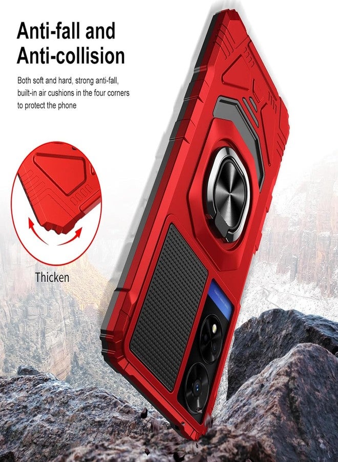 TJ's TJS Compatible for TCL 50 XE 5G (T614SP) Case, TCL 50 XE NXTPAPER 5G (T614WS) Case, with Tempered Glass Screen Protector, Metal Ring Magnetic Support Kickstand Phone Case for TCL 50XE (Red) - Image 3