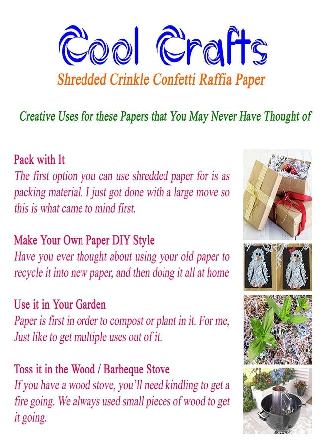 Cool Crafts ورق مجعد ممزق من كول كرافتس، قصاصات من الرافيا لتغليف الهدايا، حشو الصناديق، زينة عيد الفصح وعيد الميلاد، أعمال يدوية (أخضر، 100 غرام) - Image 2