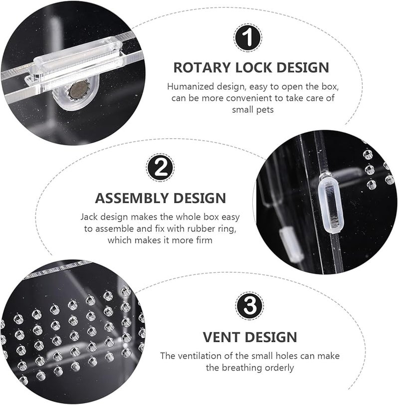 حوض زواحف أكريليك كبير شفاف لتربية الثعابين والعناكب والوزغ في موطنها - Image 3