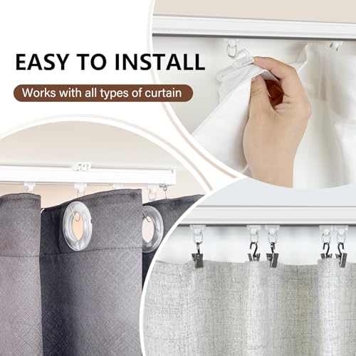 MaKefeile Ceiling Mount Curtains Track Room Divider Privacy Partition Separator Curtain Tracks Rods Heavy Duty RV Shower Outdoor Rail Clip Hook Set, Black 3-12ft - Image 3