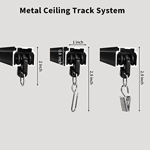 MaKefeile Ceiling Mount Curtains Track Room Divider Privacy Partition Separator Curtain Tracks Rods Heavy Duty RV Shower Outdoor Rail Clip Hook Set, Black 3-12ft - Image 2