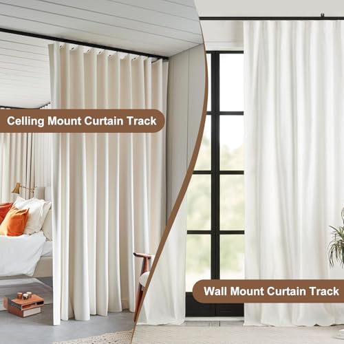 MaKefeile Ceiling Mount Curtains Track Room Divider Privacy Partition Separator Curtain Tracks Rods Heavy Duty RV Shower Outdoor Rail Clip Hook Set, Black 3-12ft - Image 5