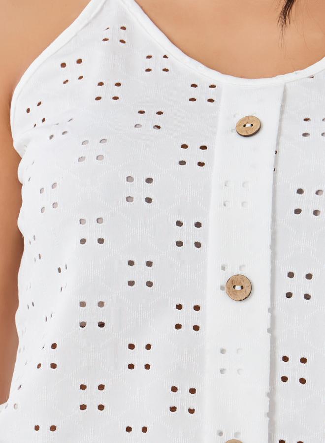 Styli Styli Embroidered Buttoned Strappy Cami Top  - Image 4