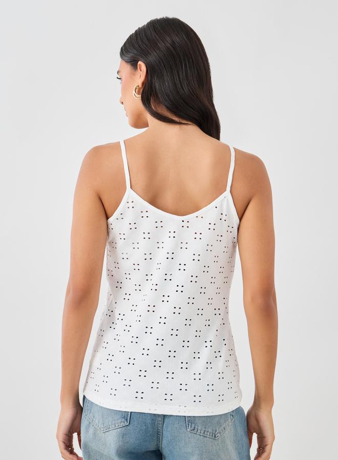 Styli Embroidered Buttoned Strappy Cami Top - Image 5