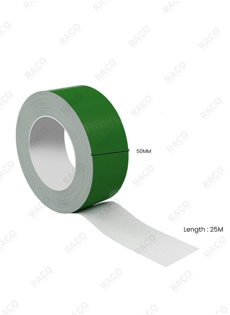 RACO - RACO Duct/Cloth Tapes Strong Adhesive Tape for Sealing, Patching, Securing Cables and Labelling, Heavy Duty Tape for Indoor & Outdoor Use 50mmx25M (Green) - Image 1