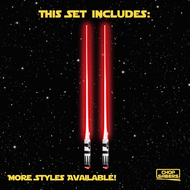 ChopSabers Classic practical design Lightsaber Chopsticks Light Up - LED Glowing Light Saber Chop Sticks - Reusable Sushi Lightup Sabers Chopstick Set Of 1 Pair - Red Simple multi-color universal build - Image 4