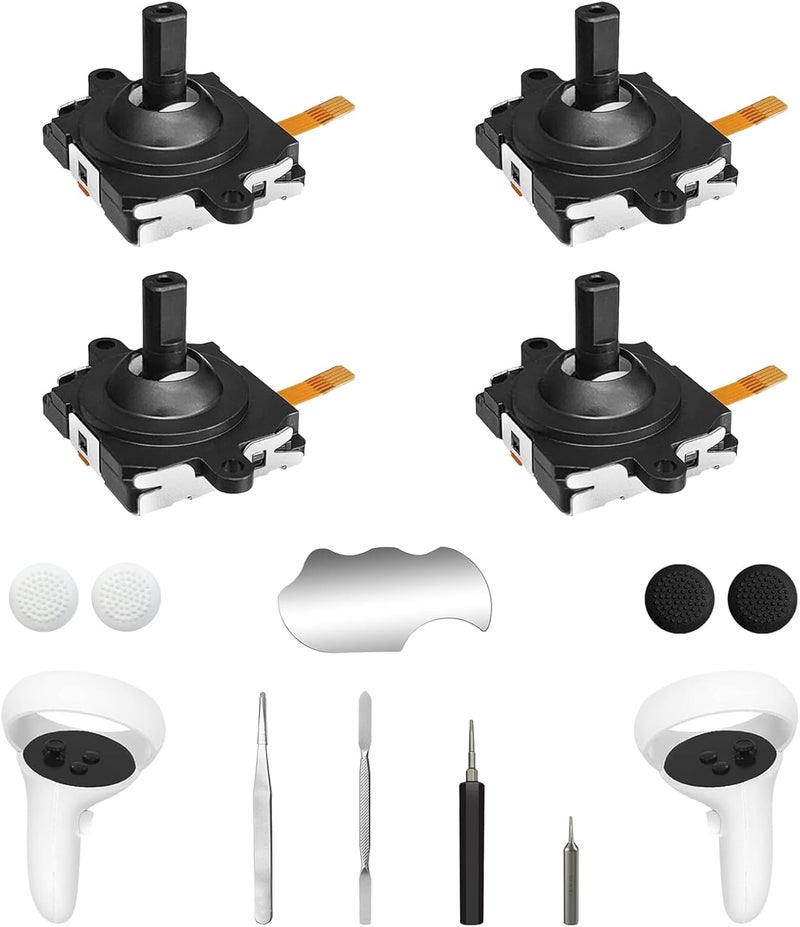 OLCLSS Joystick Replacement Kit for Oculus Quest 2 Controller, Accessories for Oculus Quest 2 Controller and Meta Quest 2 Controller, Include 2 Joysticks, T5 Screwdriver, Tweezer, Pry Tool, 4 Caps - Image 1